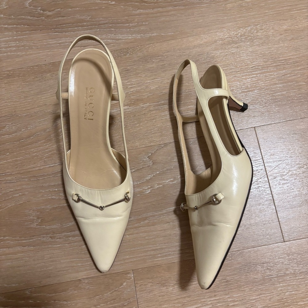 Gucci Horsebit Slingback Kitten Heels 9.5